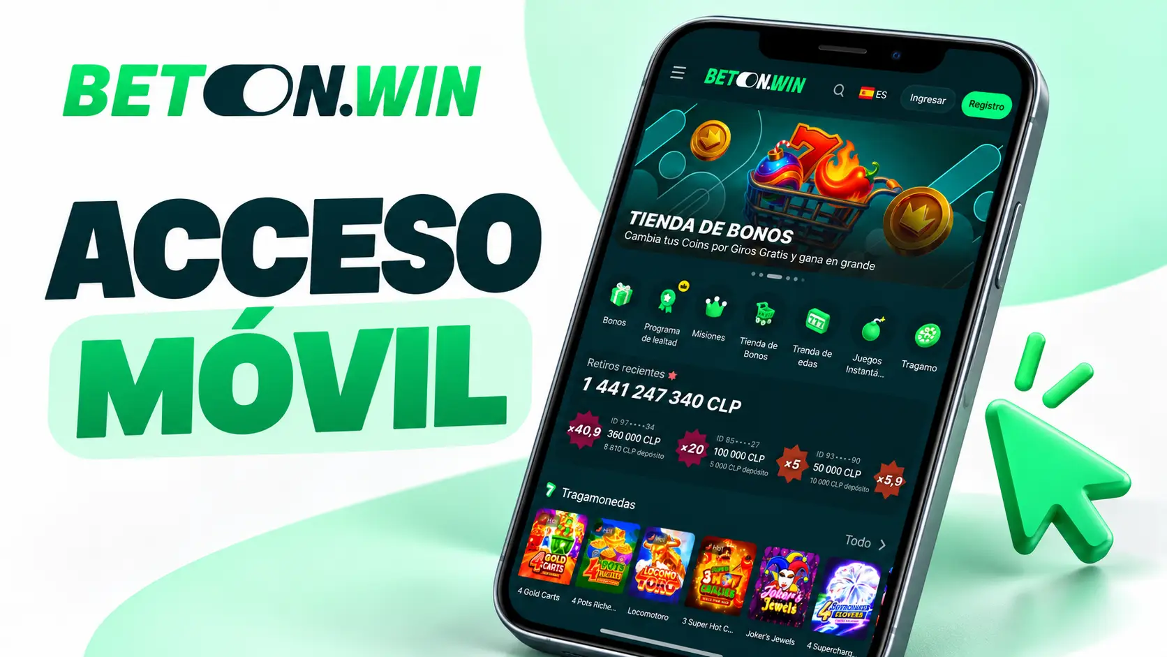 Acceso móvil con BetOnWin App y navegador